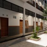 Ilustrasi rumah kost minimalis 2 lantai dengan 6 kamar tahun 2025
