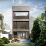 Ilustrasi denah rumah 2 lantai lahan sempit 6x12 meter tahun 2025 dengan desain minimalis