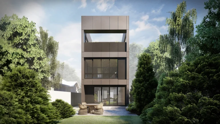 Ilustrasi denah rumah 2 lantai lahan sempit 6x12 meter tahun 2025 dengan desain minimalis