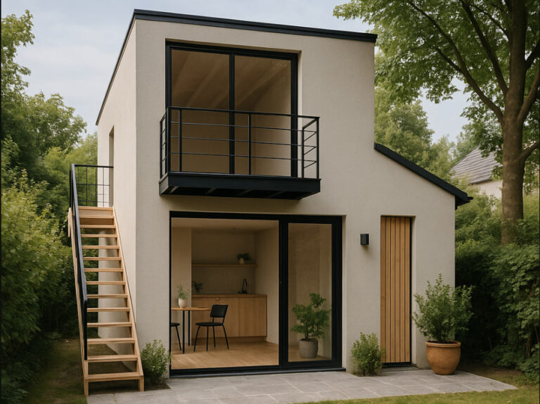 Ilustrasi rumah kecil dengan mezzanine minimalis multifungsi tahun 2025