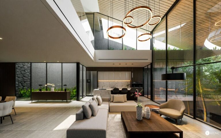 Rumah open space dengan void modern 2025 yang terang alami