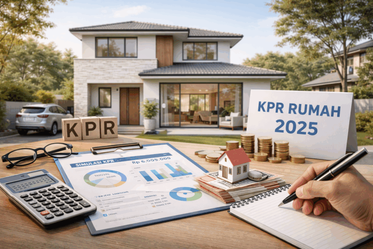 ilustrasi rumah dengan konsep pembiayaan KPR dan perencanaan keuangan