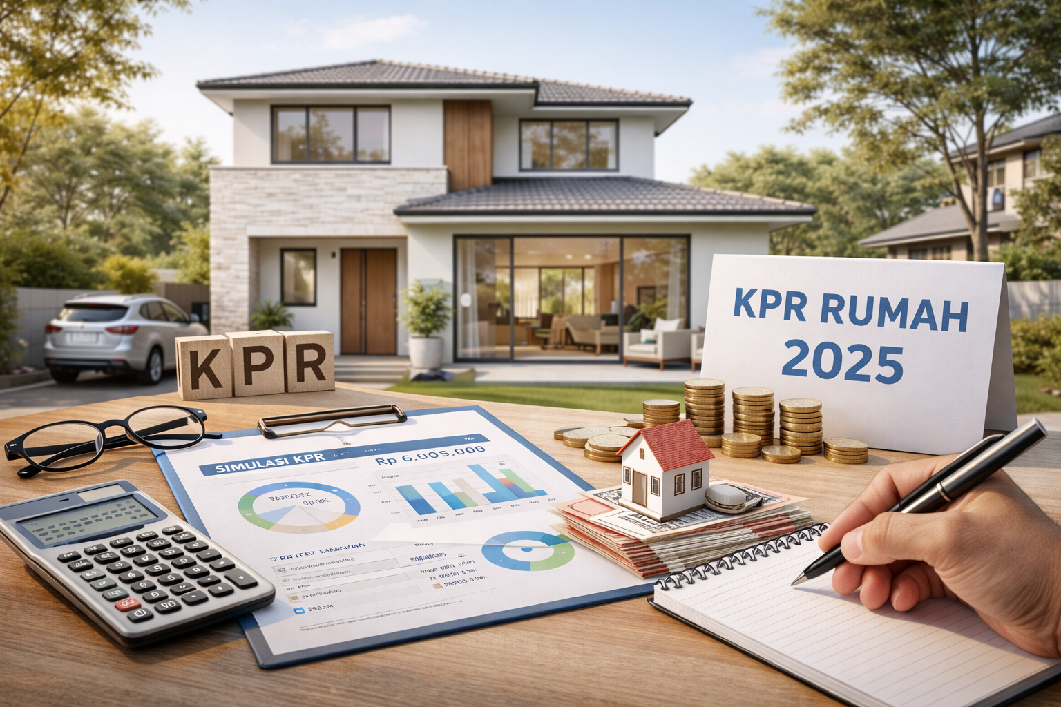 ilustrasi rumah dengan konsep pembiayaan KPR dan perencanaan keuangan