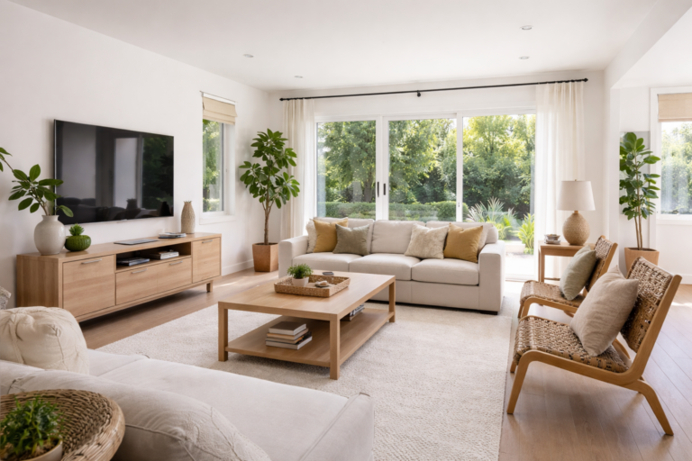 interior ruang keluarga rumah sewa modern dengan desain minimalis