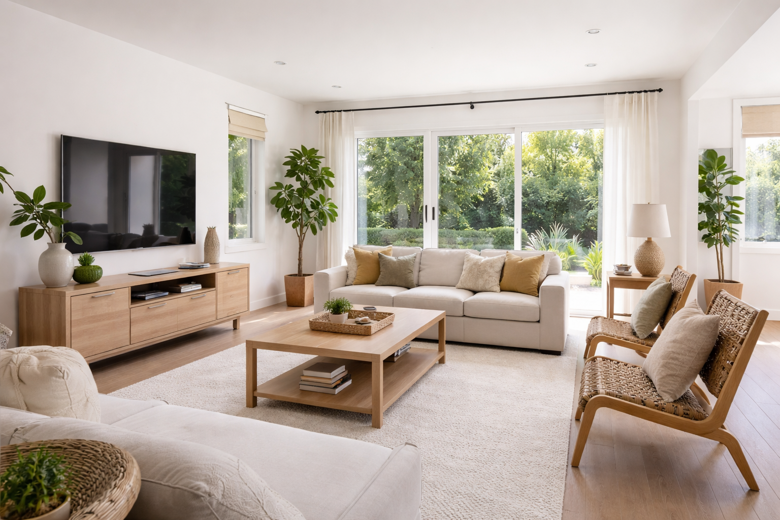 interior ruang keluarga rumah sewa modern dengan desain minimalis